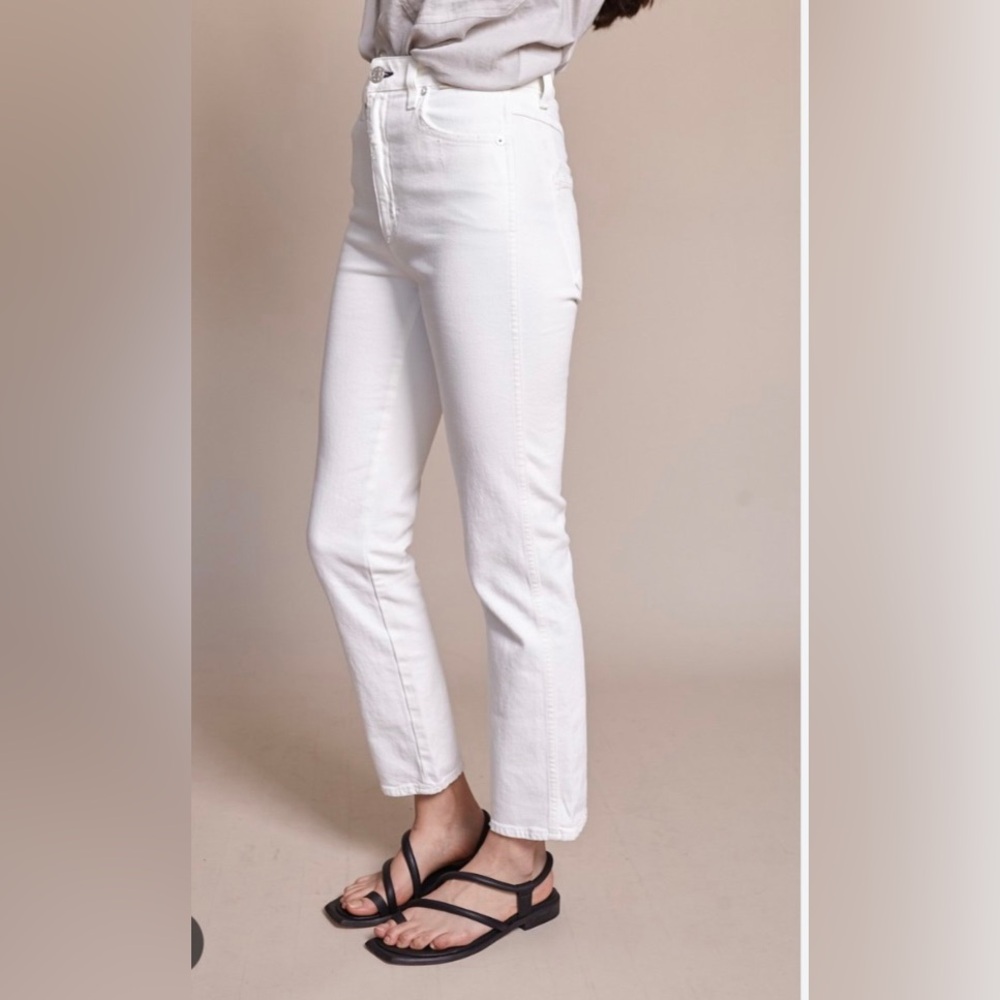 AMO Chloe Crop Jeans in White, size 30